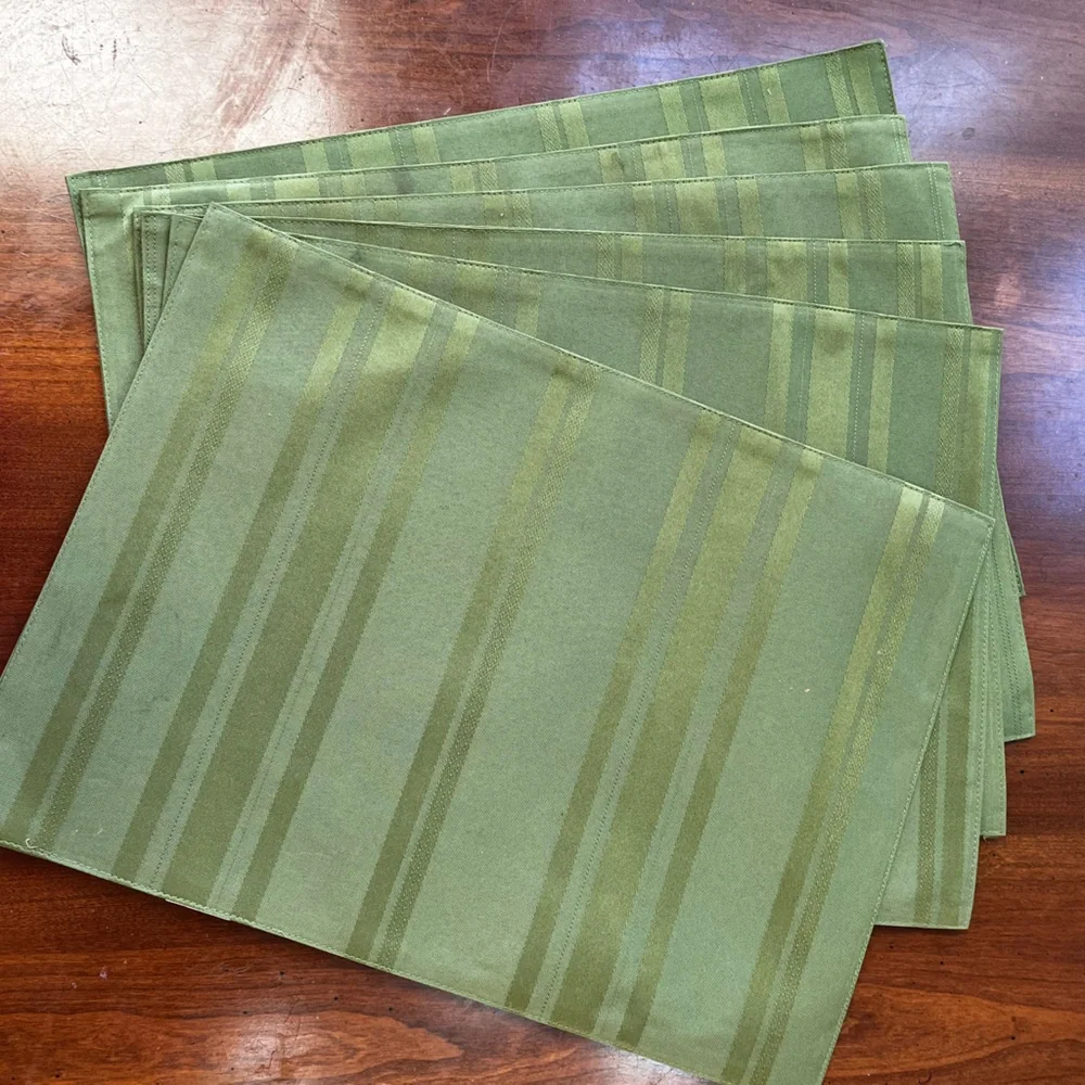 Elegant Sage Green Striped tone on tone Placemats